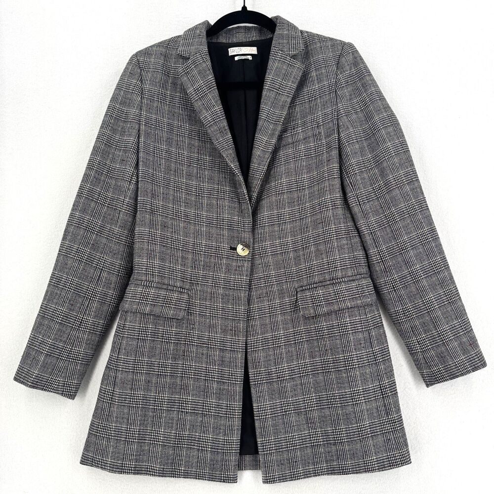 Saylor by Free People Plaid Blazer Women S Glen Check Longline Tailored Jacket